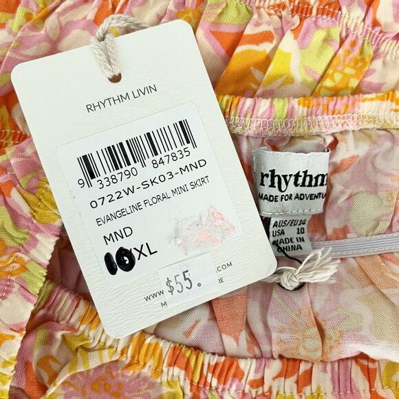 Rhythm Livin Evangeline Floral Mini Skirt Orange 10 - Picture 3 of 6